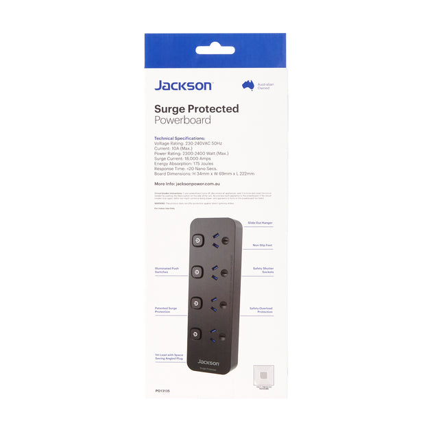 Surge Protected Powerboard - Switched 4 Outlet | Jacksonpower