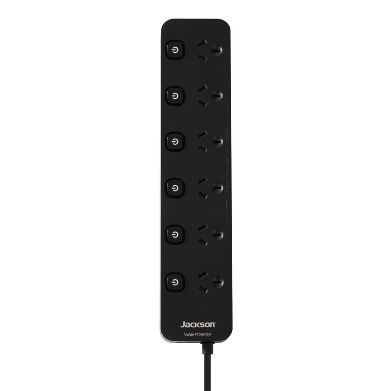 Surge Protected Powerboard - Switched 6 Outlet