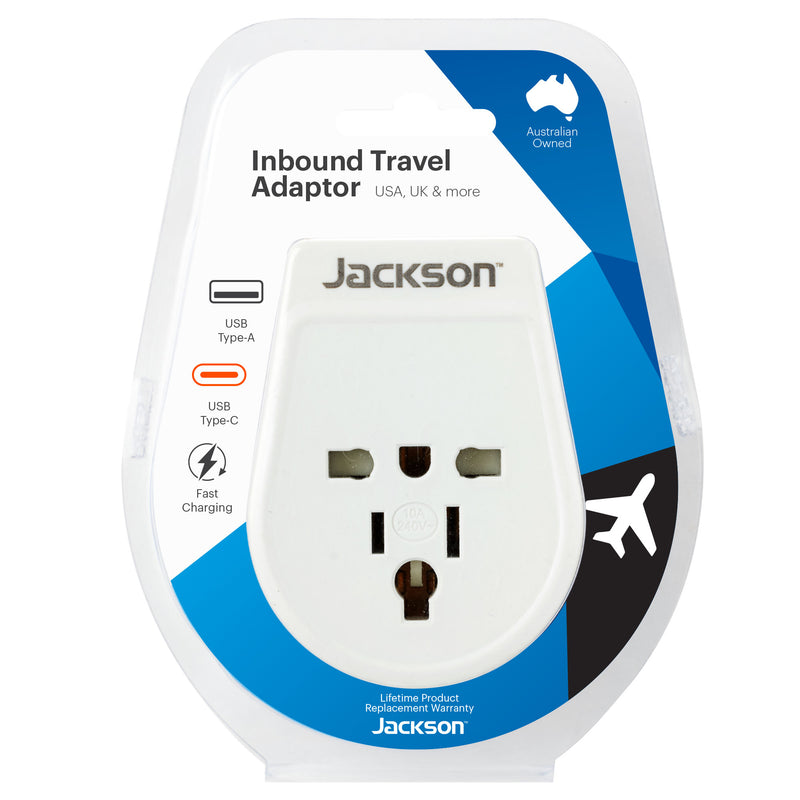Inbound Slim USB-A & C Travel Adaptor - USA & UK