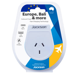 Outbound Slim USB-A & C Travel Adaptor - EU & Bali