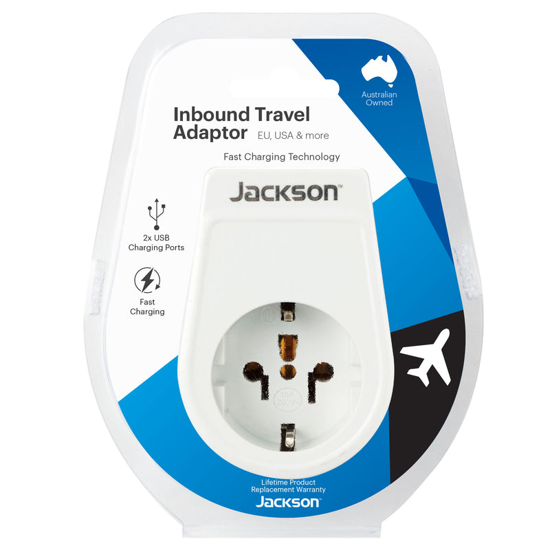 Inbound Slim USB-A Travel Adaptor - USA & EU