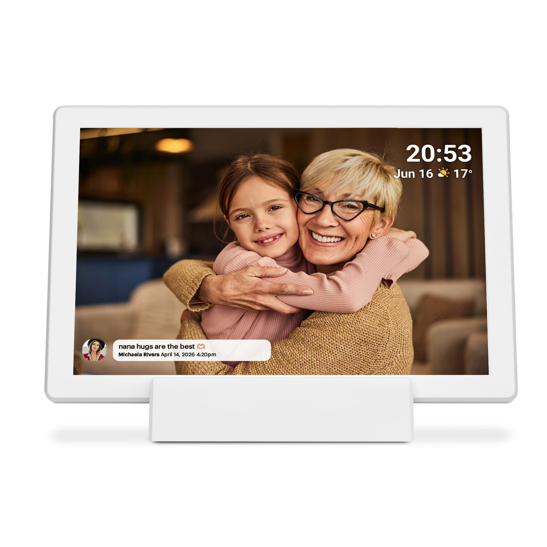 OnePlace Smart WIFI Photo Frame - 10.1" White Rechargeable Battery
