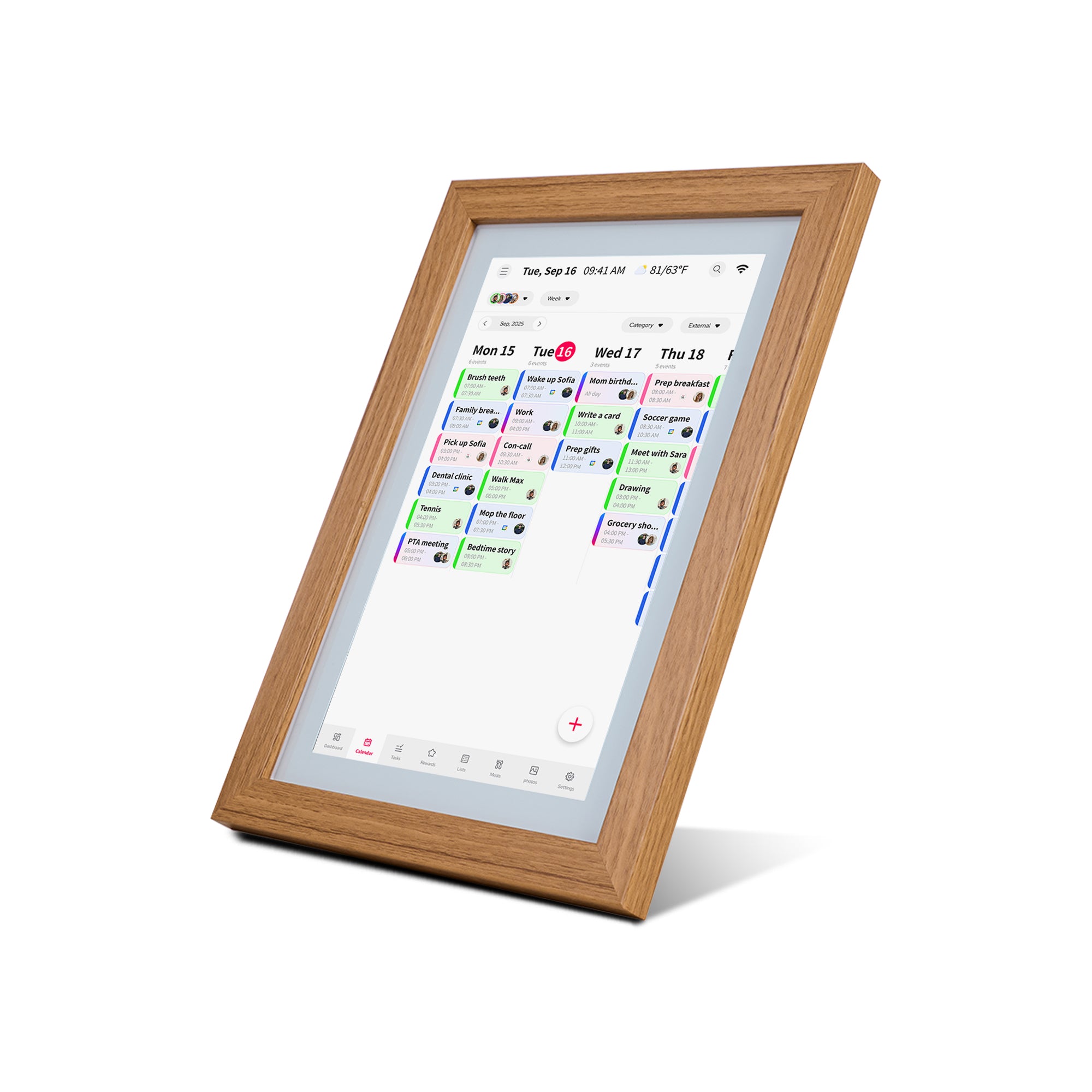 OnePlace Smart WIFI Calendar - 10.1" Oak
