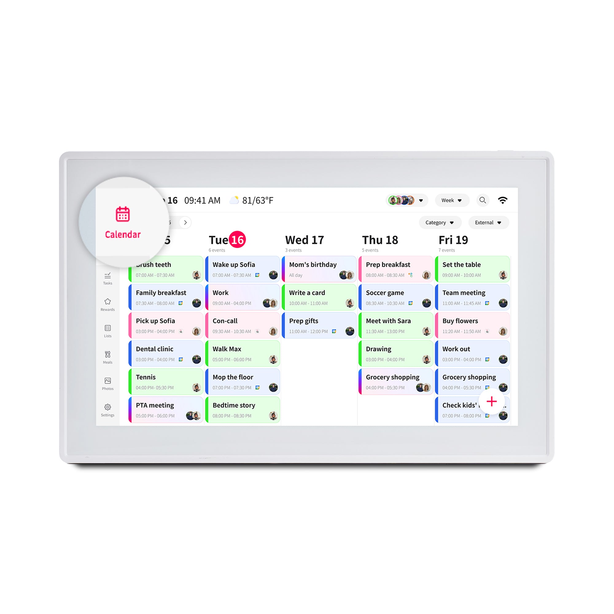 OnePlace Smart WIFI Calendar - 15.6" White