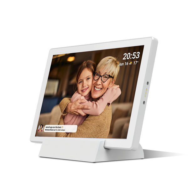 OnePlace Smart WIFI Photo Frame - 10.1" White Rechargeable Battery