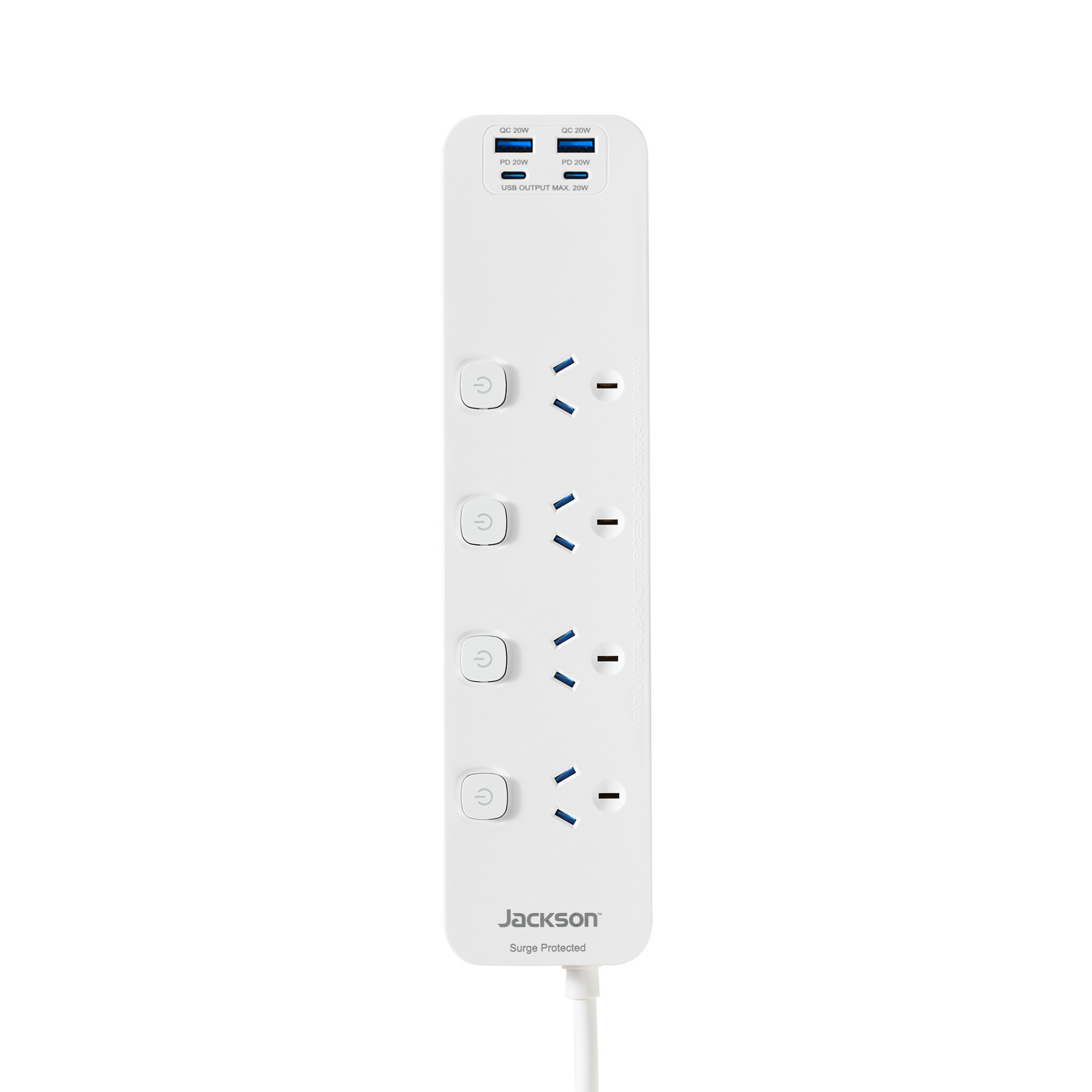 20W USB-A + USB-C, 4 Outlet Switched Powerboard – Jackson Power