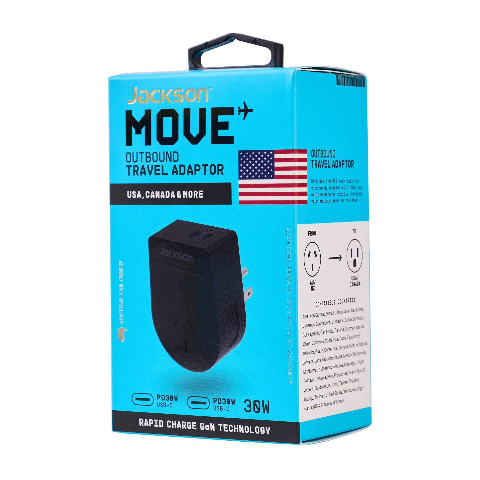 Move Outbound USA + Canada 30W  USB-C Travel Adaptor