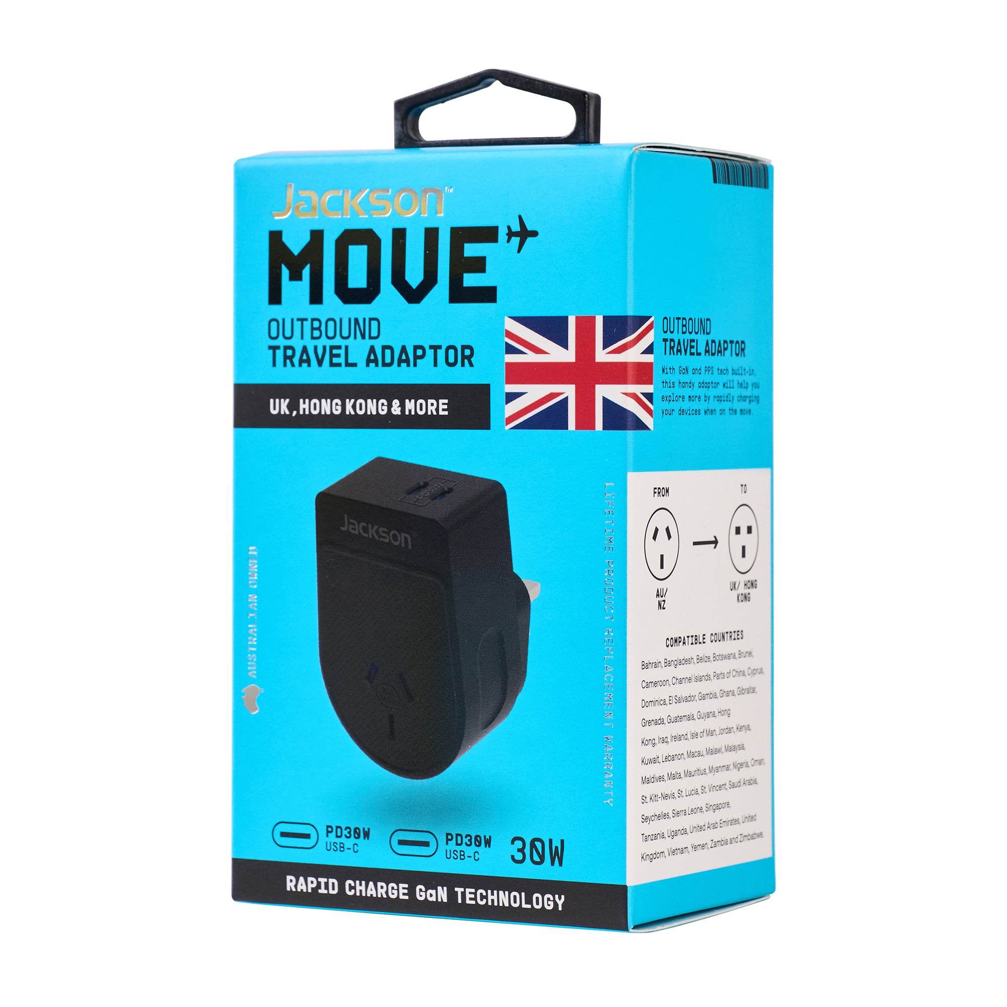 Move Outbound UK + Hong Kong 30W USB-C Travel Adaptor