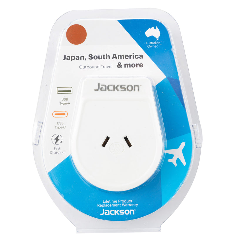 Outbound Slim USB-A & C Travel Adaptor - Japan & South America
