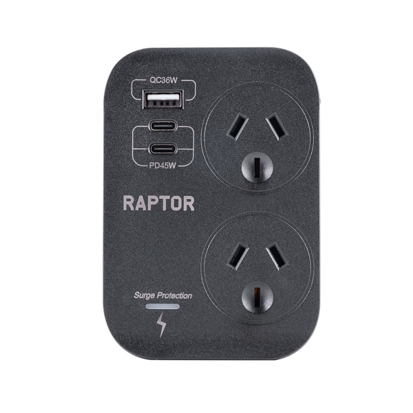 Raptor 2 Outlet  45W Slimline Double Adaptor