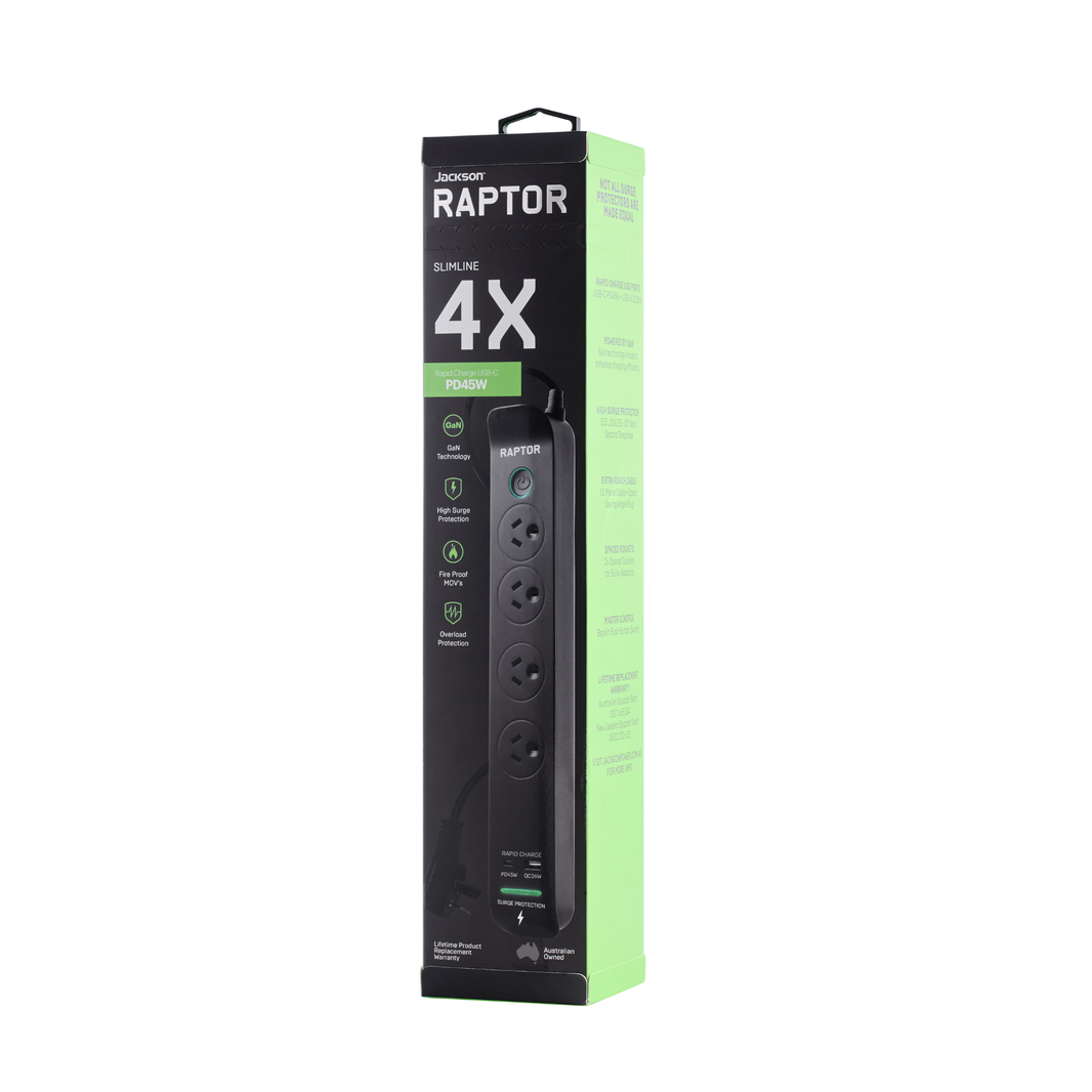 Raptor 4 Outlet  45W Slimline Powerboard
