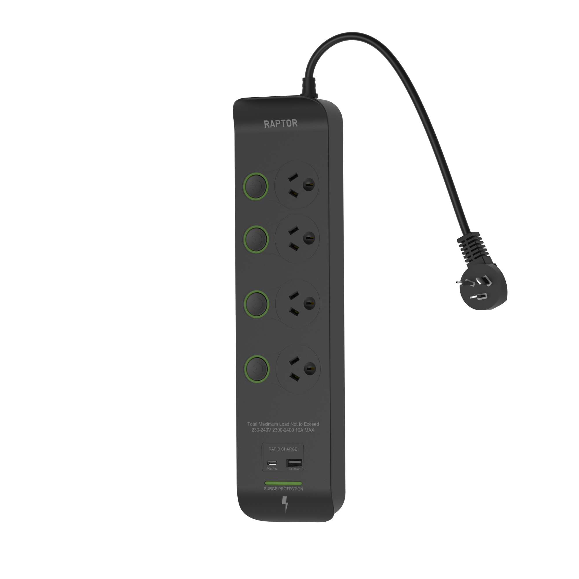 Raptor 4 Outlet 45W Switched Powerboard
