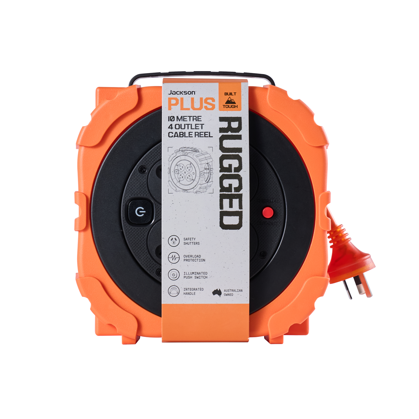 Rugged Home 4 Outlet 10 Metre Heavy Duty Extension Reel