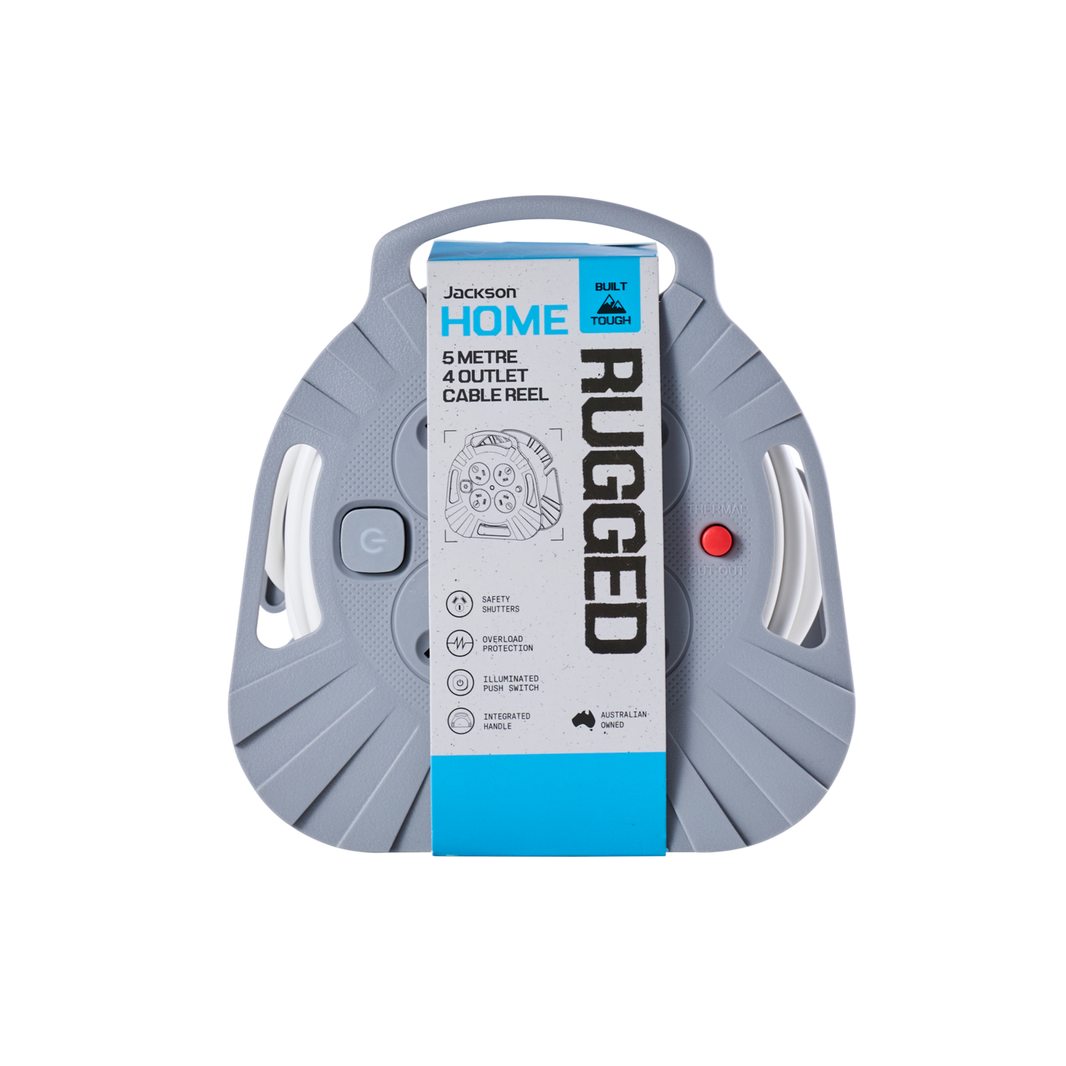 Rugged Home 4 Outlet 5 Metre Extension Reel