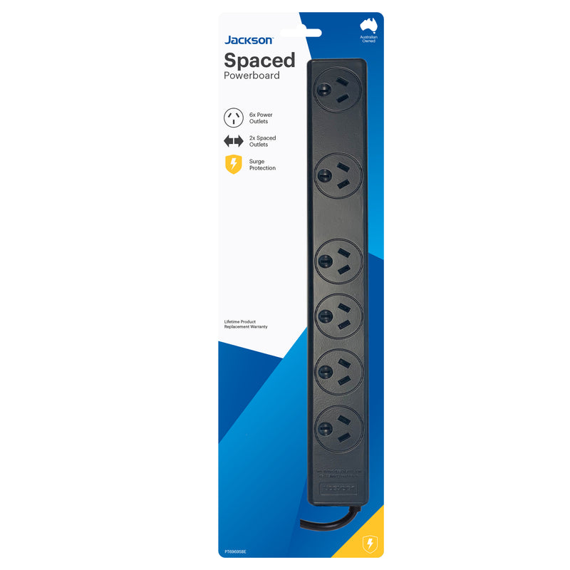 Spaced Surge Powerboard - 6 Outlets