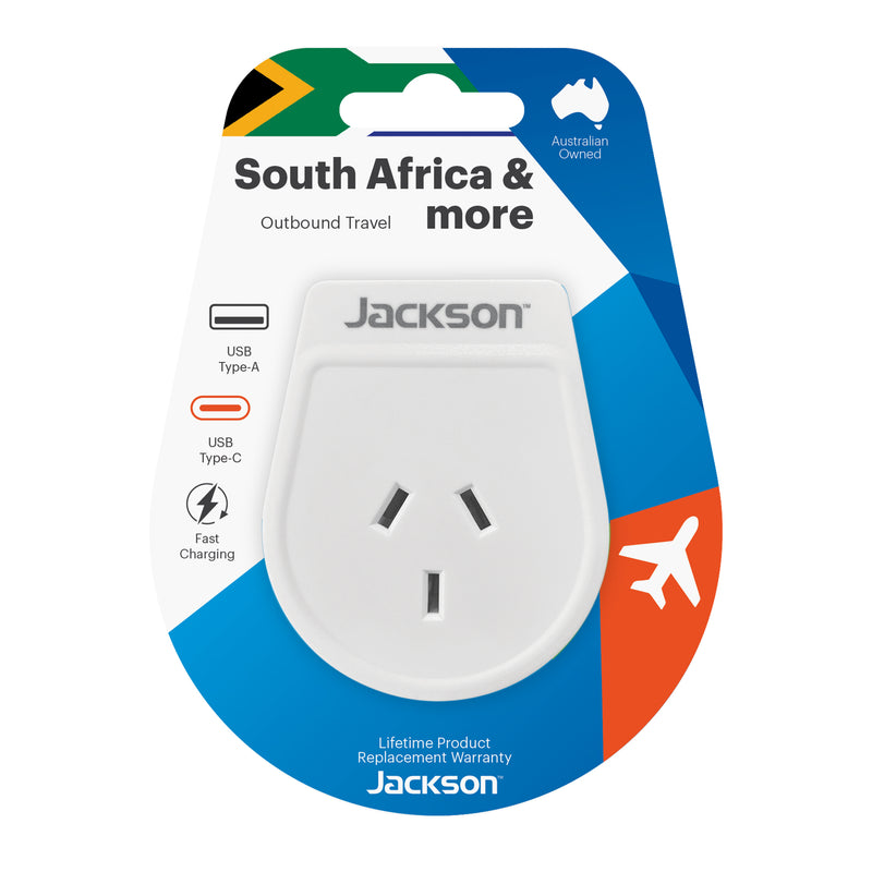 Outbound Slim USB-A & C Travel Adaptor - South Africa